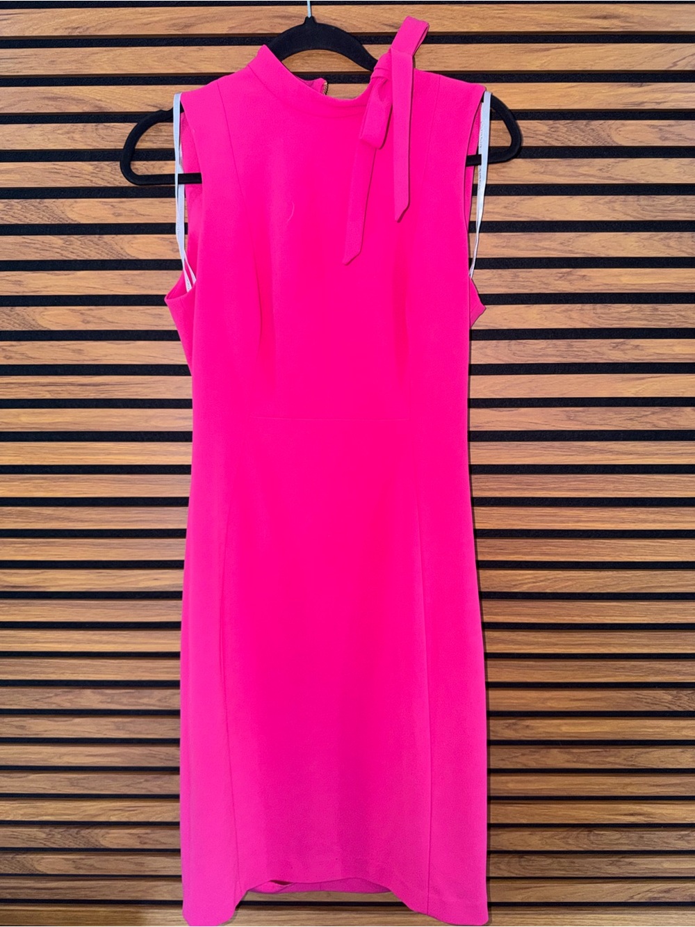 Calvin Klein Vibrant Pink Sleeveless Tie-Neck Midi Dress